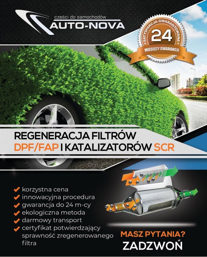 Plakat reklamujący regeneracje filtrów DPF/FAP